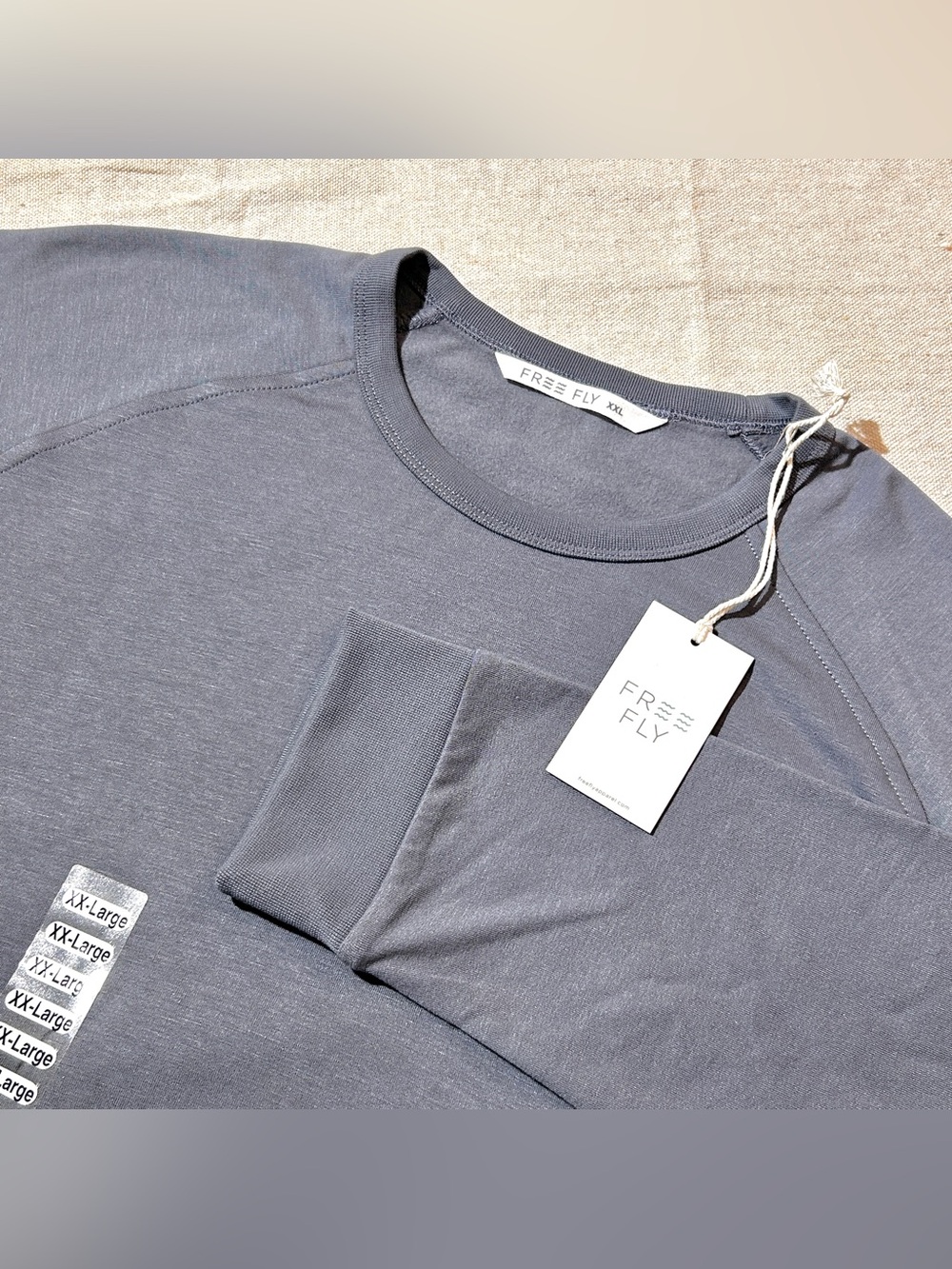 Free Fly Men's XXL Bamboo Lightweight Fleece Crew Sweatshirt Ultralight UPF Gray